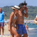 Sylvie Meis – Bikini candids at the beach in Saint Tropez