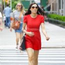 Famke Janssen – In a short red dress out in New York