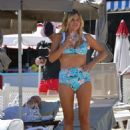 Sophie Monk in Blue Bikini on a beach in Portofino