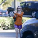 Lily-Rose Depp – In a purple mini skirt out to dinner in Los Angeles
