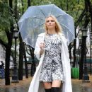 Irina Baeva – Seen at rainy day in Midtown - 454 x 704