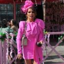 Tanya Bardsley – In a pink while arriving for Ladies Day at Aintree in Liverpool - 454 x 722