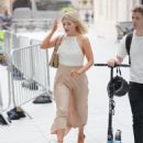 Mollie King  – In bronze skirt stepping out at the BBC studios in London - 454 x 579