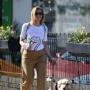 Jane Danson – stroll with her Labrador dog in the Cheshire sunshine - 454 x 628