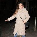 Kelly Brook – Night out in a beige coat in London
