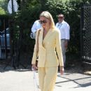 Poppy Delevingne – Out in a yellow pantsuit set at Wimbledon in London - 454 x 681