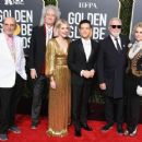 Jim Beach, Brian May of Queen, Lucy Boynton, Rami Malek, Roger Taylor of Queen, and Sarina Potgieter At The 76th Annual Golden Globe Awards - Arrivals - 454 x 362