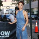 Nathalie Emmanuel – In denim dress at The Daily Show with Trevor Noah in NY