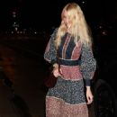 Claudia Schiffer wore a boho-inspired, midi-length blue and red dress at Giorgio Baldi in Santa Monica - 454 x 681