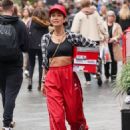 Myleene Klass – Wearing sports bra outside the Smooth Radio Studios