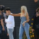 Khloe Kardashian in jeans arrives at a Studio in Los Angeles