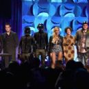 Jason Aldean, Jack White, Daft Punk, Beyonce, Regine Chassagne, Win Butler, and Alicia Keys onstage at the Tidal launch event #TIDALforALL at Skylight at Moynihan Station on March 30, 2015 in New York City.