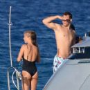 Nina Neuer in Black Swimsuit on holiday in Formentera