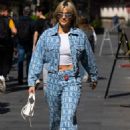 Ashley Roberts – Wearining a printed double denim suit in London - 454 x 663
