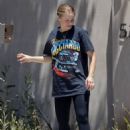 Kristen Bell – Wearing a Daniel Ricciardo tee and black leggings in Los Feliz