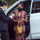Regina King – Steps out in a long patterned dress and strappy heels in Los Angeles