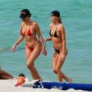 Celeste Bright – in a black bikini at the beach in Miami - 454 x 303