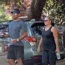 Nicole Eggert hiking at Fryman Canyon in LA