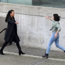 Candice Patton – Filming ‘The Flash’ season 7 with co-star Victoria Park in Vancouver - 454 x 363