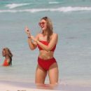 Grace Levy in Red Bikini on the beach in Tulum - 454 x 374