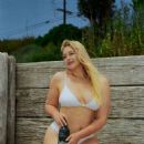 Iskra Lawrence – Beach photoshoot for her Saltair Skin Care Products - 454 x 617