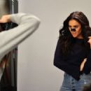 Shay Mitchell on set to promote the Biore Deep Cleansing Charcoal Pore Strips in LA