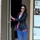 Bella Hadid – In a black leather jacket out in Tribeca