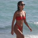 Racquel Natasha in Red Bikini on the beach in Miami - 454 x 739