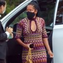 Regina King – Steps out in a long patterned dress and strappy heels in Los Angeles