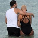 Amber Rose and French Montana on the beach in Miami, Florida - May 14, 2017 - 454 x 533