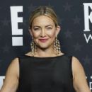 Kate Hudson in a black, silk shoulder-less dress at 30th Annual Critics Choice Awards in Santa Monica