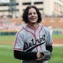 Musician and former Detroit native Jack White throws out the first pitch prior to the start of the game between the Chicago White Sox and the Detroit Tigers at Comerica Park on July 29, 2014 in Detroit, Michigan