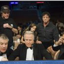 Writer, director and star SYLVESTER STALLONE oversees scene preparations by real-life boxing commentators JIM LAMPLEY, MAX KELLERMAN and LARRY MERCHANT.