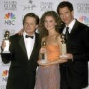 Michael J.Fox, Keri Russell and Dylan McDermott attends The 56th Annual Golden Globe Awards - Press Room (1999) - 420 x 612