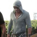 Mickey Rourke is spotted out for lunch at Cafe Roma in Beverly Hills, California on August 15, 2015