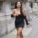 Missy Keating – In a PrettyLittleThing dress out in central London