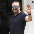 Ricky Gervais was seen outside the BBC Radio Two studios ahead of a guest appearance in London, England on August 27, 2016 - 410 x 600