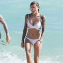 Sophia Thomalla in White Bikini on the beach in Miami - 454 x 681