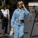 Ashley Roberts – Wearining a printed double denim suit in London - 454 x 660