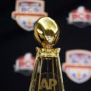 College football championship trophies