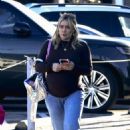 Hilary Duff – Seen in a brown form-fitting sweater in Los Angeles