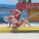 Lis Vega – in a red bikini at the beach in Miami - 454 x 351