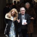Bill Wyman and Suzanne Wyman leave after the wedding of Jerry Hall to Rupert Murdoch at St Brides Church, Fleet Street, on March 5, 2016 in London, England - 405 x 600