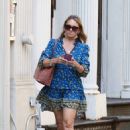 Christine Taylor – Wearing a blue summer dress in New York - 454 x 692