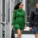 Famke Janssen – In green dress out in New York City