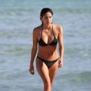 Bianca Peters in Black Bikini on the beach in Miami