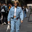 Ashley Roberts – Wearining a printed double denim suit in London - 454 x 668