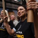 Alexandria Ocasio-Cortez – SAG-AFTRA and WGA picket line outside Netflix offices in NY