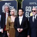 Jim Beach, Brian May of Queen, Lucy Boynton, Rami Malek, Roger Taylor of Queen, and Sarina Potgieter At The 76th Annual Golden Globes (2019) - 454 x 303