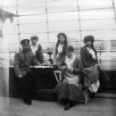 Tsar Nicholas II, Alexandra Feodorovna, Olga Nikolaevna, Tatiana Nikolaevna, Maria Nikolaevna and Anastasia Nikolaevna onboard the Standart, 28th March 1914.